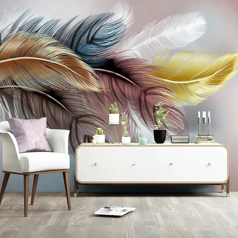 Colorful Feathers Mural Wallpaper (SqM)