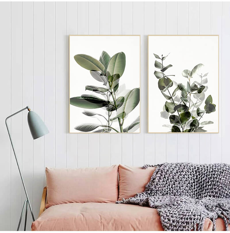 Green Plants Eucalyptus Leaves Canvas Prints | Minimalist Nordic Wall Art Motivational Quote Poster For Modern Living Room Kitchen Office Home Décor