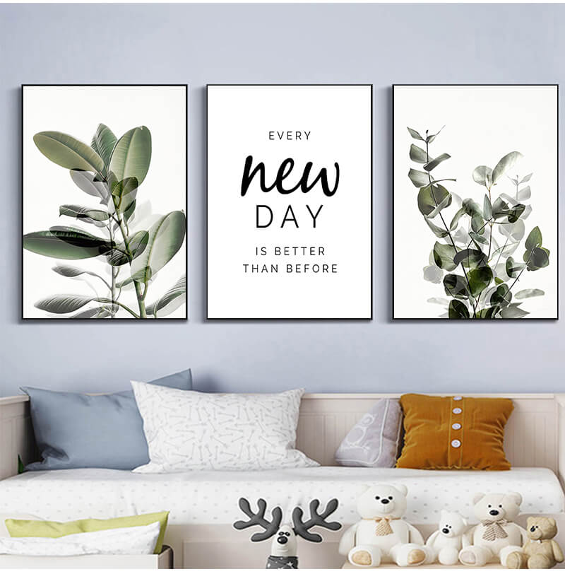 Green Plants Eucalyptus Leaves Canvas Prints | Minimalist Nordic Wall Art Motivational Quote Poster For Modern Living Room Kitchen Office Home Décor