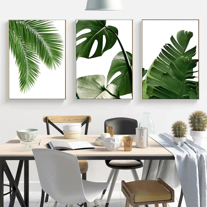 Green Monstera Leaves Canvas Print