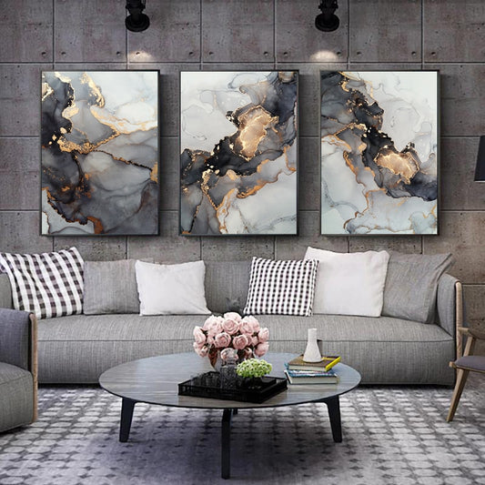 Golden Grey Abstract Canvas Print