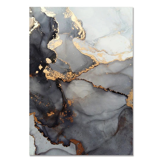Golden Grey Abstract Canvas Print