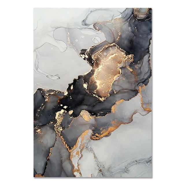 Golden Grey Abstract Canvas Print