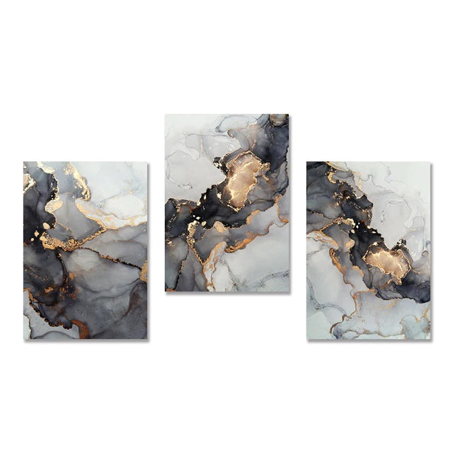 Golden Grey Abstract Canvas Print