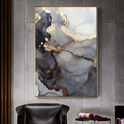 Golden Grey Abstract Canvas Print