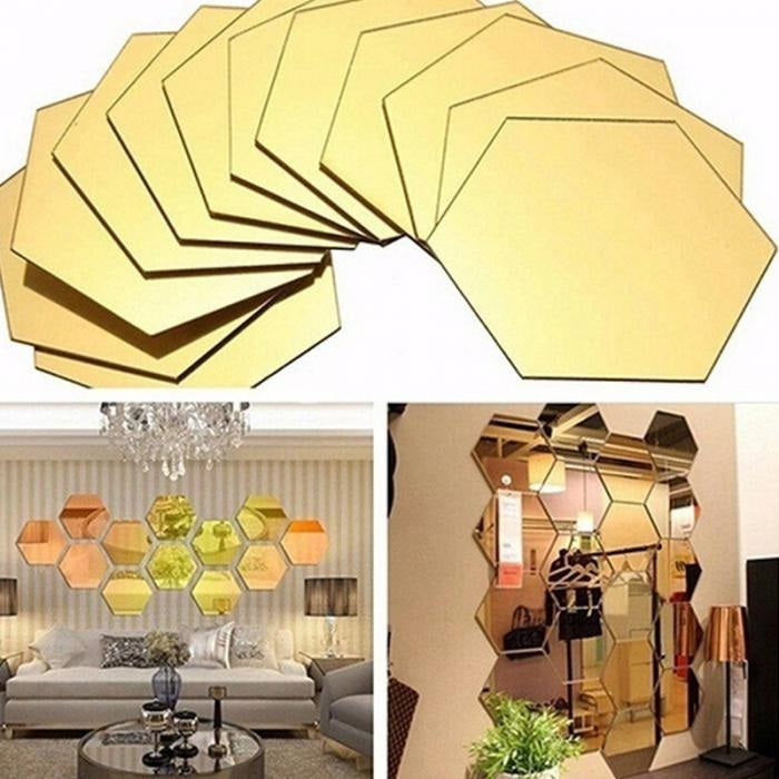 Gold Honeycomb Reflective Wall Decal