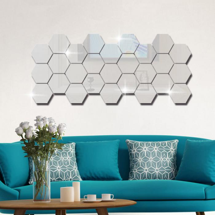 Silver Honeycomb Reflective Wall Decal