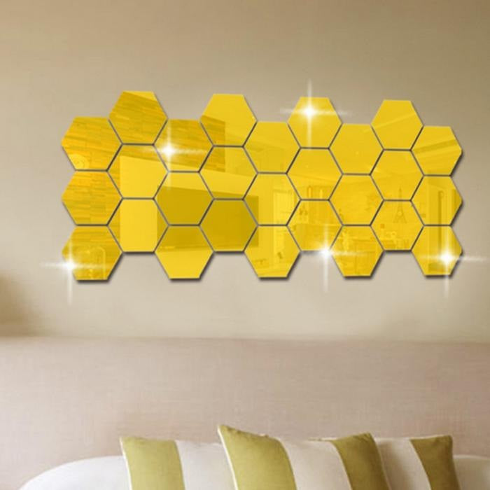Gold Honeycomb Reflective Wall Decal