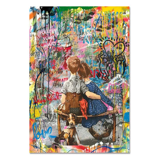 Two Kids Graffiti Canvas Print