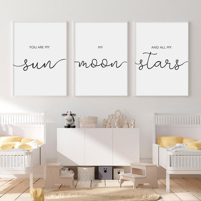 My Sun My Moon My Stars Quote Canvas Prints Black White Minimalist Nordic Style Wall Art Decor