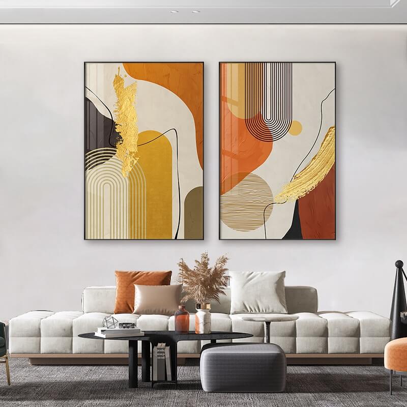 Modern Colorful Geometric Canvas Print | Minimalist Abstract Wall Art Nordic Poster Pictures For Living Room Home Décor