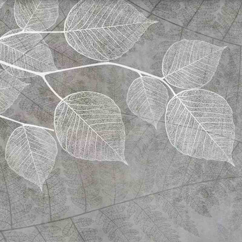 Nordic Grey Leaves Mural Wallpaper (SqM)