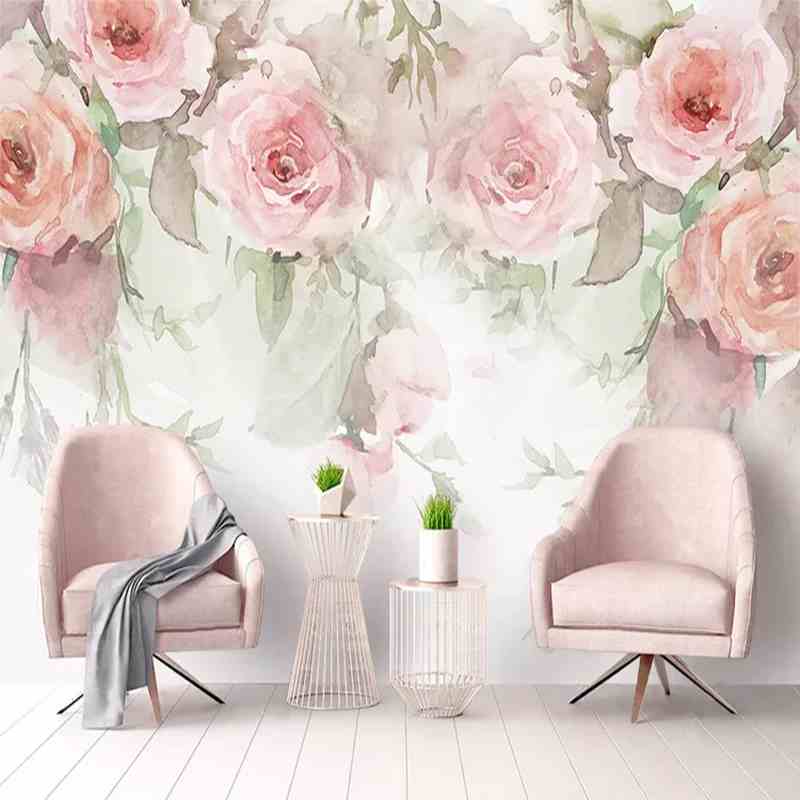 Pastel Falling Roses Mural Wallpaper (SqM)