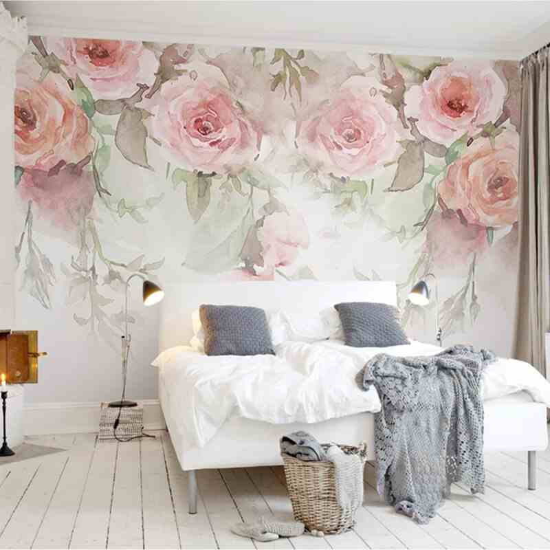 Pastel Falling Roses Mural Wallpaper (SqM)