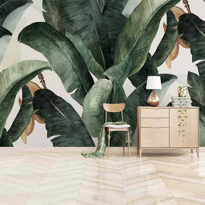 Retro Banana Leaves Mural Wallpaper (SqM)