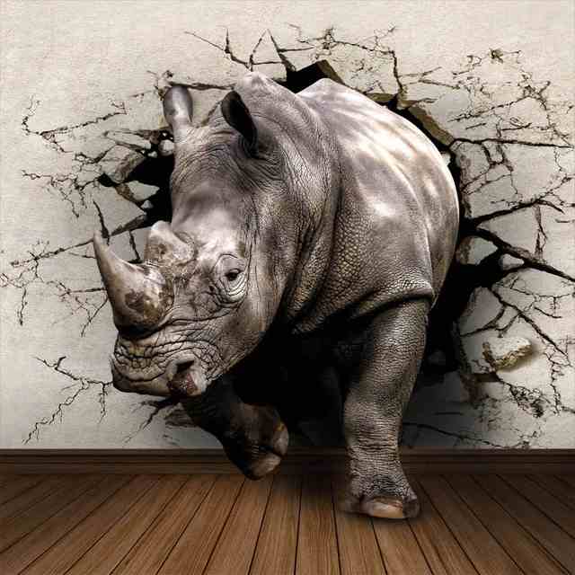 Rhino 3D Mural Wallpaper (SqM)