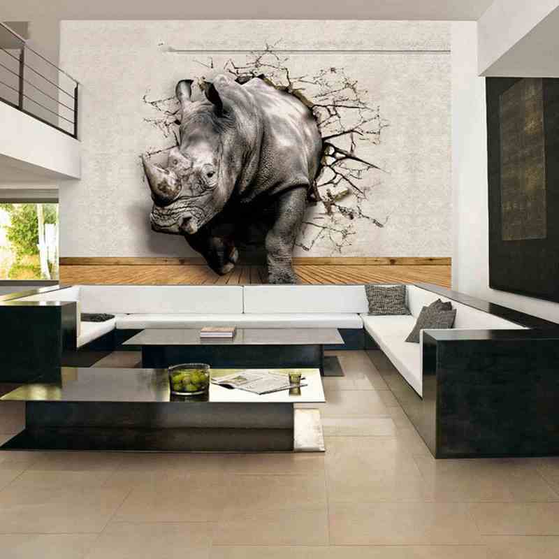 Rhino 3D Mural Wallpaper (SqM)