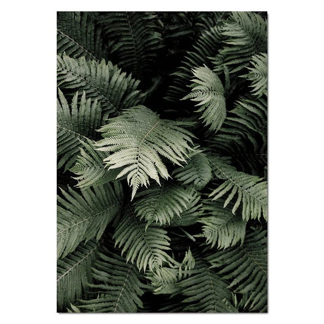 Scandinavian Green Leaves Canvas Print