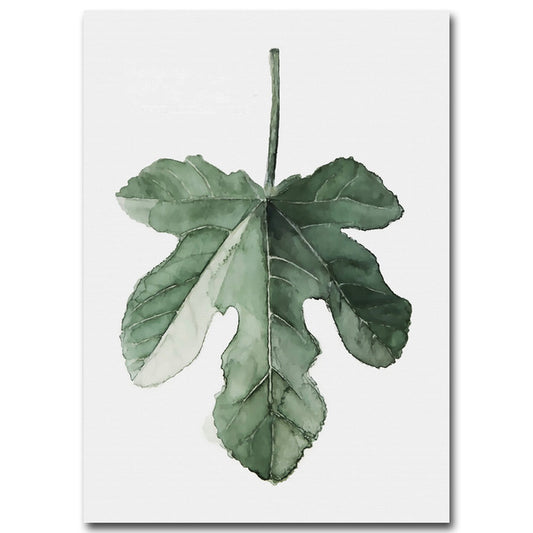 Nordic Watercolor Fig Leaf Canvas Print