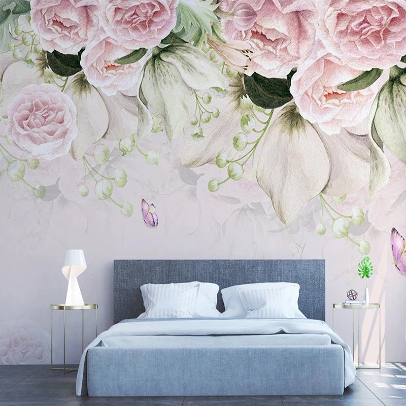 Pink Peonies Pastoral Mural Wallpaper (SqM)