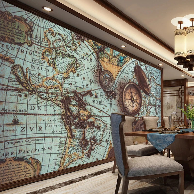 Retro World Map Mural Wallpaper (SqM)