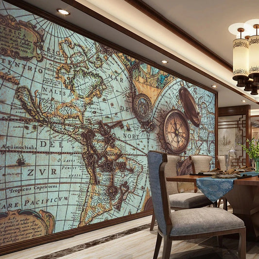 Retro World Map Mural Wallpaper (SqM)