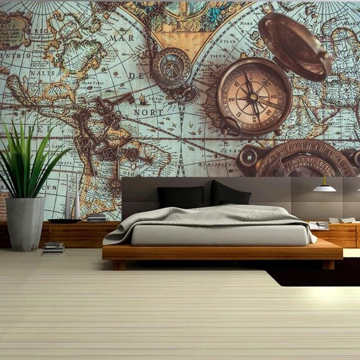 Retro World Map Mural Wallpaper (SqM)