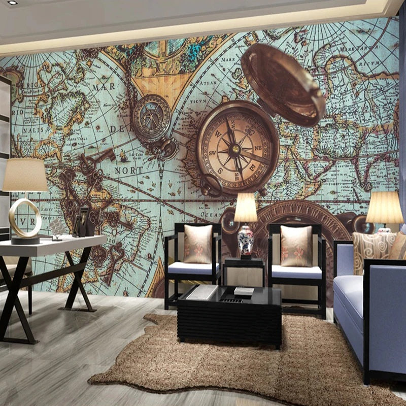 Retro World Map Mural Wallpaper (SqM)