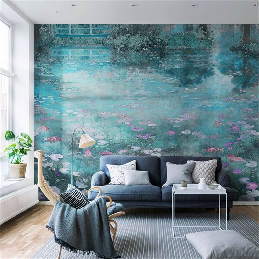 Pastoral Water Lilies Mural Wallpaper (SqM)