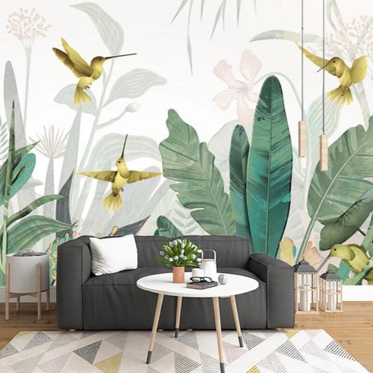 Banana Leaves & Humming Birds Mural Wallpaper (SqM)
