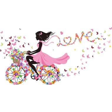 Fairy Bicycle Girl Wall Decal