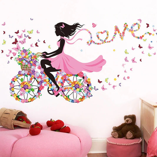 Fairy Bicycle Girl Wall Decal