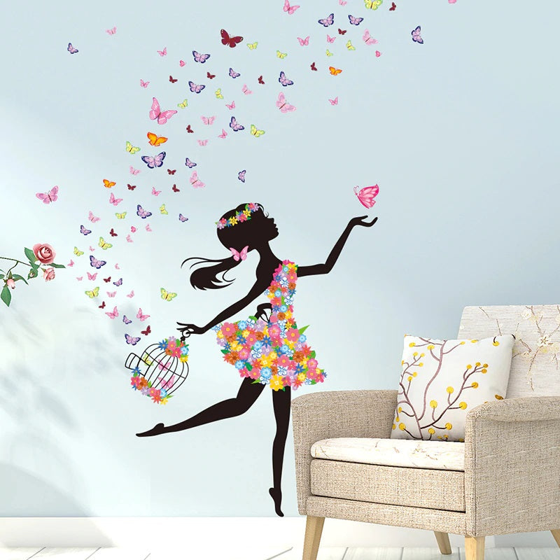 Fairy Butterflies Girl Wall Decal