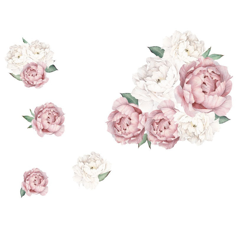 Pink and White Delicate Peonies Wall Decal