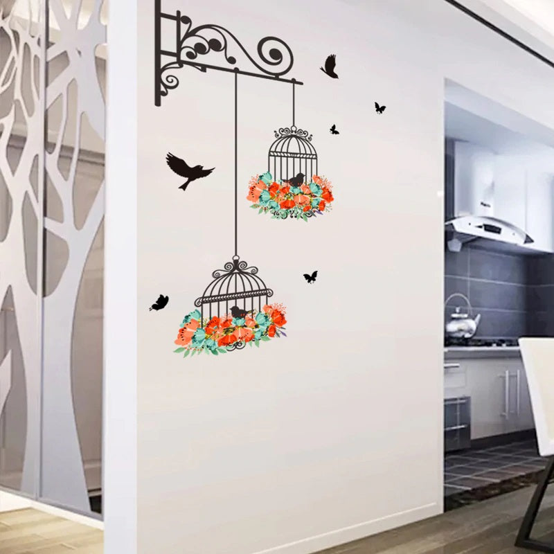 Colorful Birdcage Wall Decal