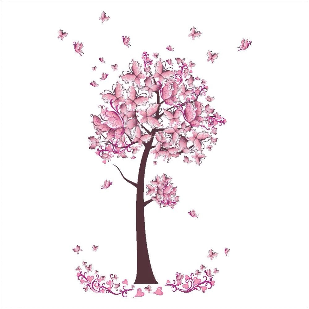 Pink Butterflies Tree Wall Decal