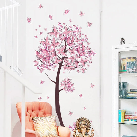 Pink Butterflies Tree Wall Decal