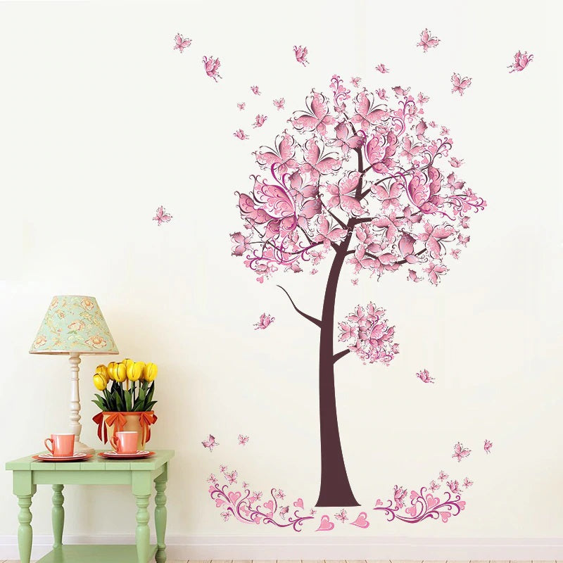 Pink Butterflies Tree Wall Decal