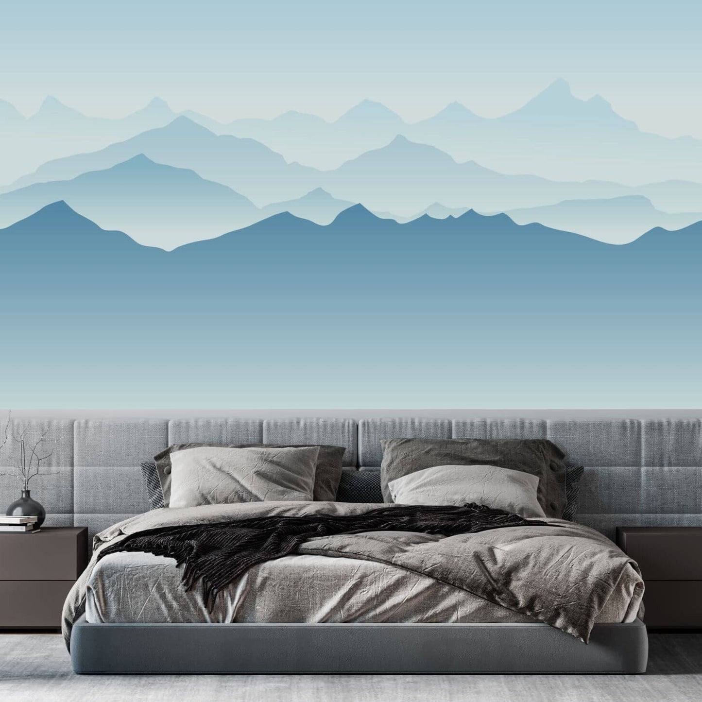 Minimalist Blue Mountain Landscape Ombre Mural Wallpaper (SqM)