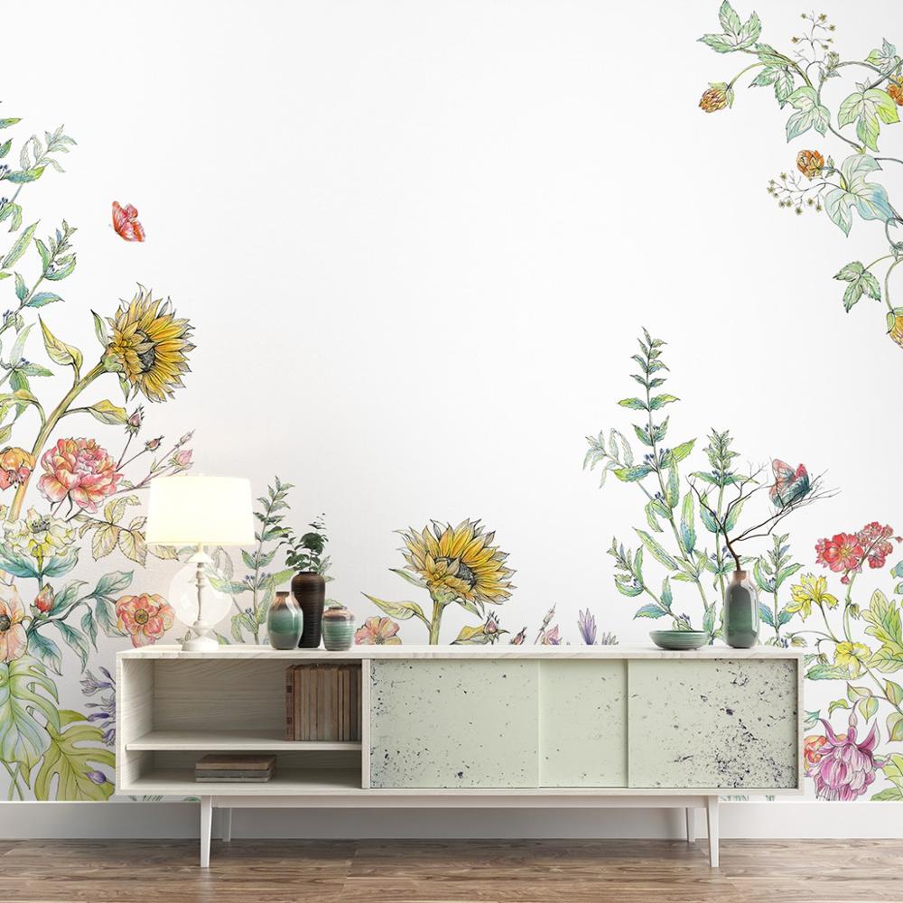 Watercolor Floral Field Mural Wallpaper (SqM)