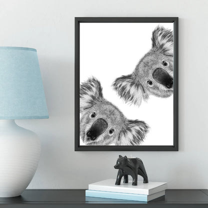 Black and White Cute Koala Canvas Print | Minimalist Animals Poster For Kids Room Nursery Living Room Home Décor