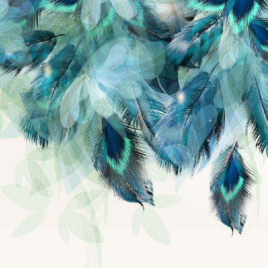Peacock Azure Feathers Mural Wallpaper (SqM)