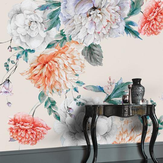 Pastel Peonies Mural Wallpaper (SqM)