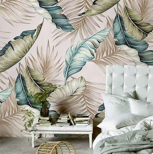 Abstract Tropical Leaves Mural Wallpaper (SqM)
