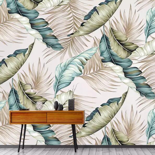 Abstract Tropical Leaves Mural Wallpaper (SqM)