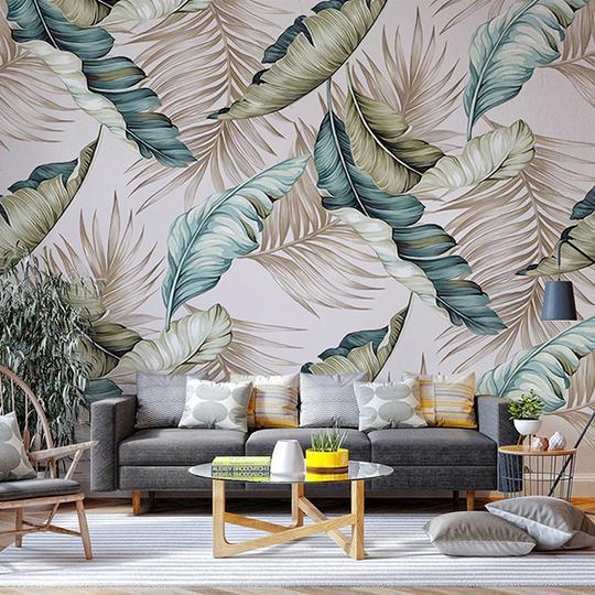 Abstract Tropical Leaves Mural Wallpaper (SqM)