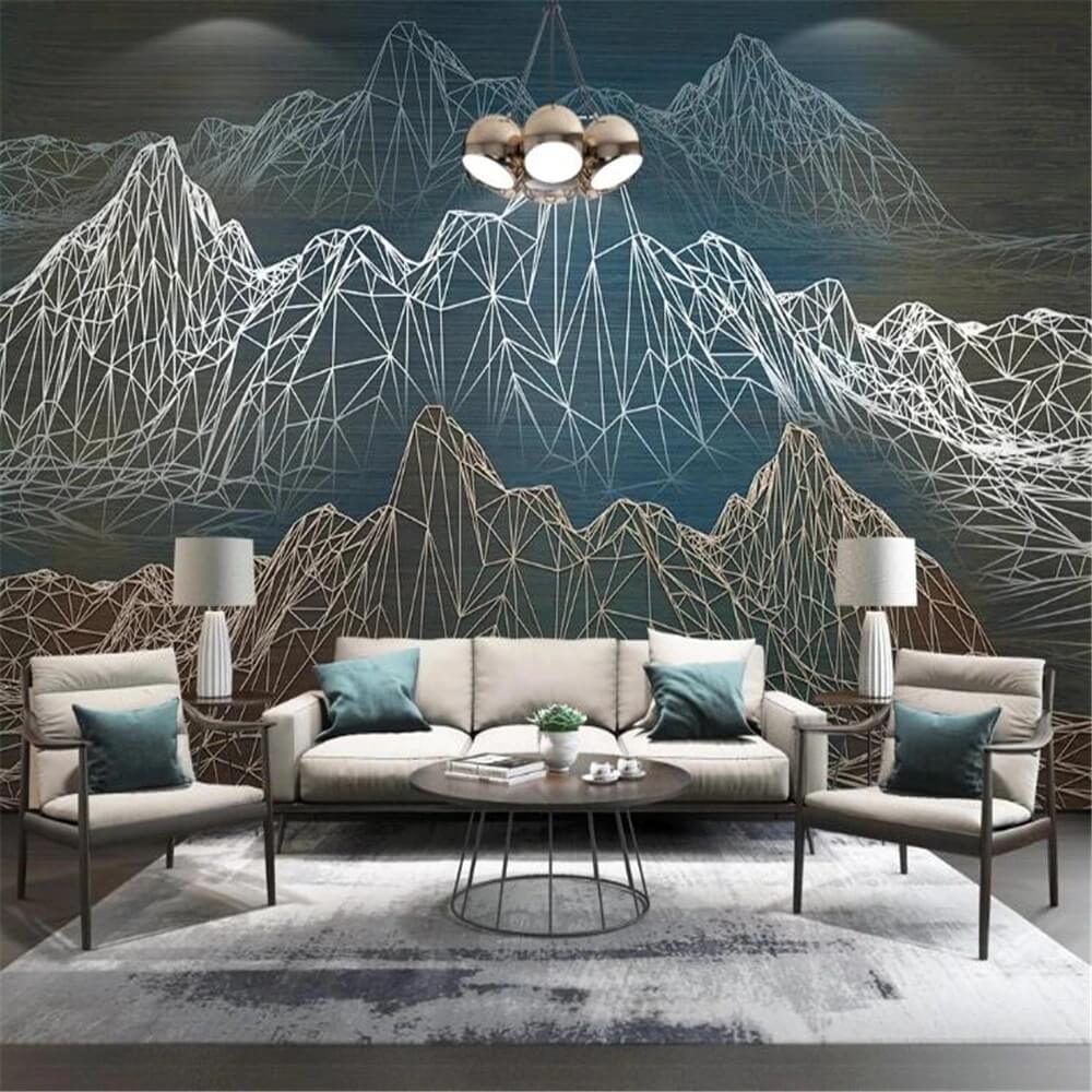 Abstract Geometric Mountains Mural Wallpaper (SqM)