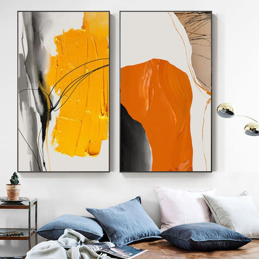 Abstract Yellow Black Canvas Prints | Minimalist Wall Art Texture Poster Modern Pictures For Living Room Bedroom Studio Décor