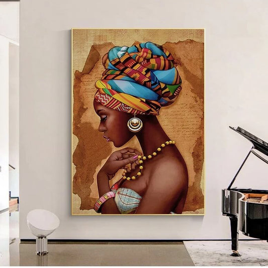 African Art Woman Canvas Print | Beauty Girl Poster For Living Room Loft Bedroom Home Décor