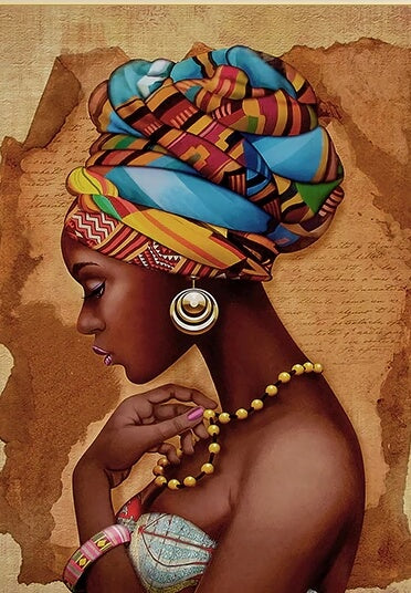 African Woman Abstract Art Deco Canvas Print - Unframed Wall Art Poster